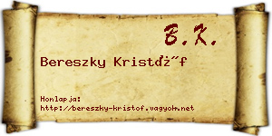 Bereszky Kristóf névjegykártya